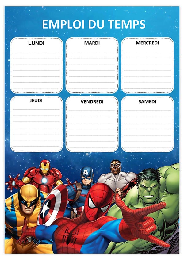 Planning hebdomadaire vierge à personnaliser sous Word ou PDF