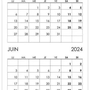 Calendrier mai, juin 2024 Calendrier mai, juin 2024