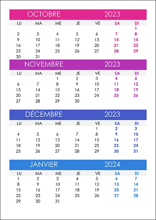 Calendrier octobre, novembre, décembre 2023, janvier 2024 Calendrier-octobre-novembre-decembre-2023-janvier-2024