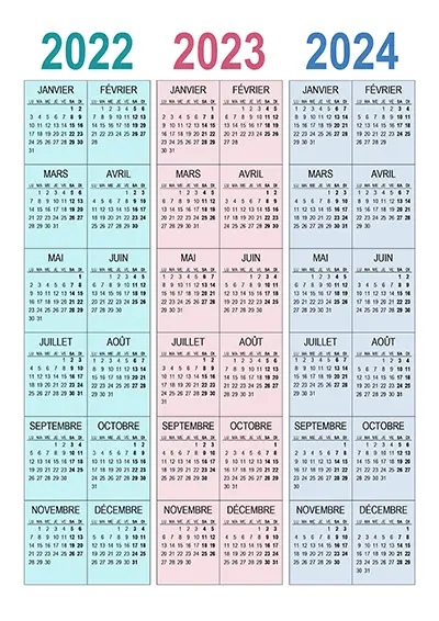Calendrier 2022 2023 2024