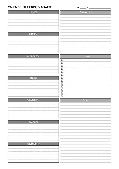 Elegant weekly routine planner sheet 07