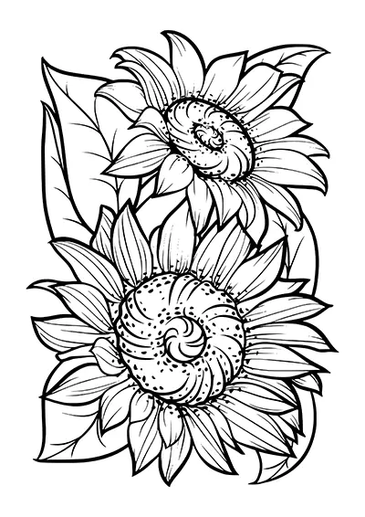 Beautiful sunflower pattern craft activity worksheet 12
