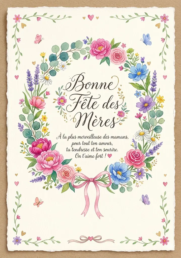 Carte de voeux fête des mères à imprimer