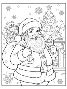 Coloriage du Père Noël avec des cadeaux