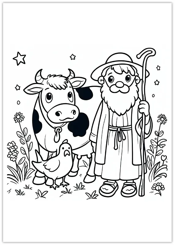 Coloriage Vache et berger