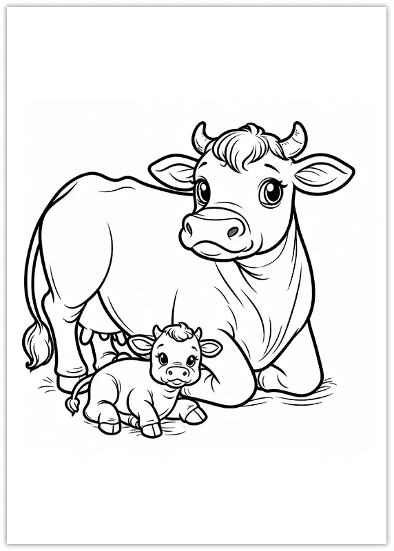 Coloriage de Vache avec son