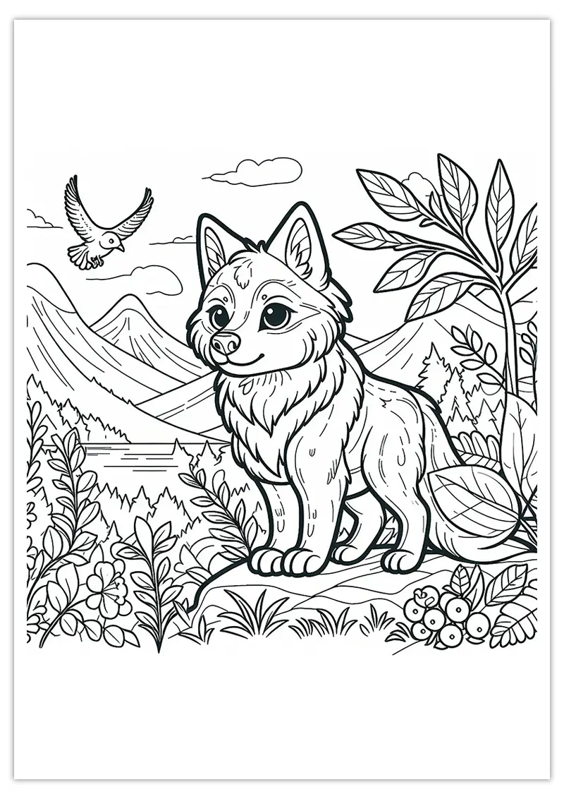Coloriage de loup pour les enfants