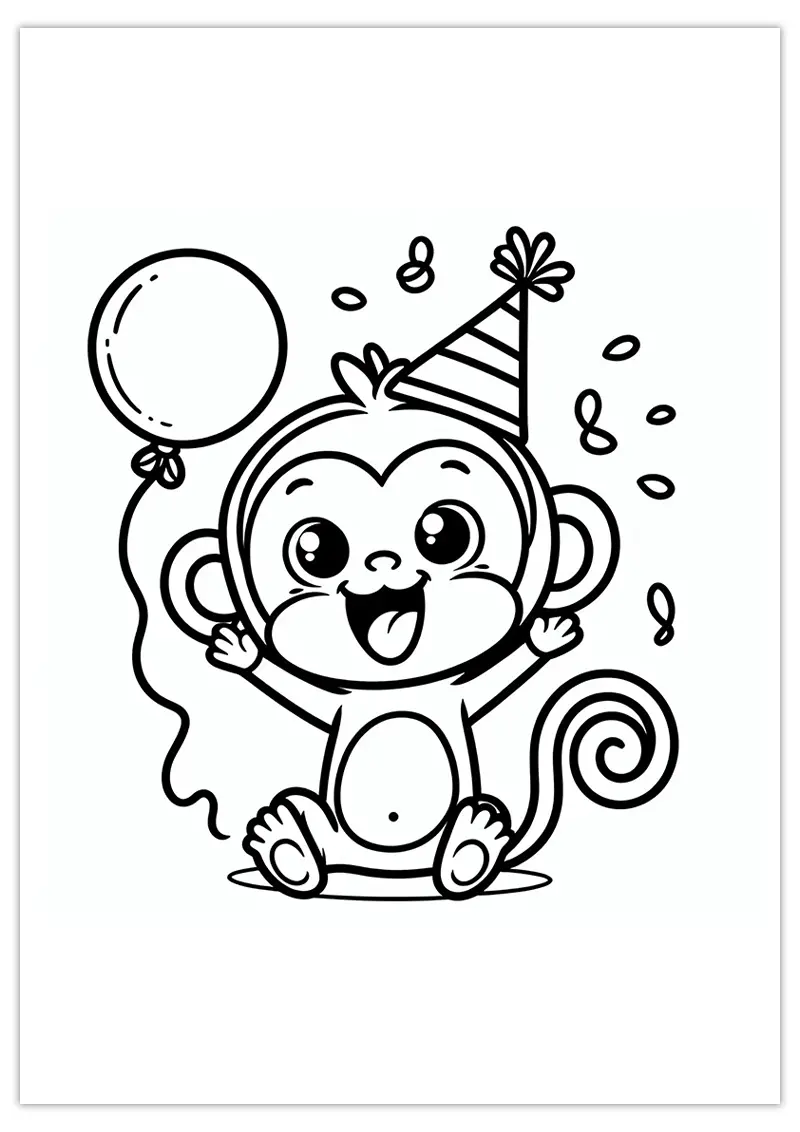 Coloriage de singe célébrant