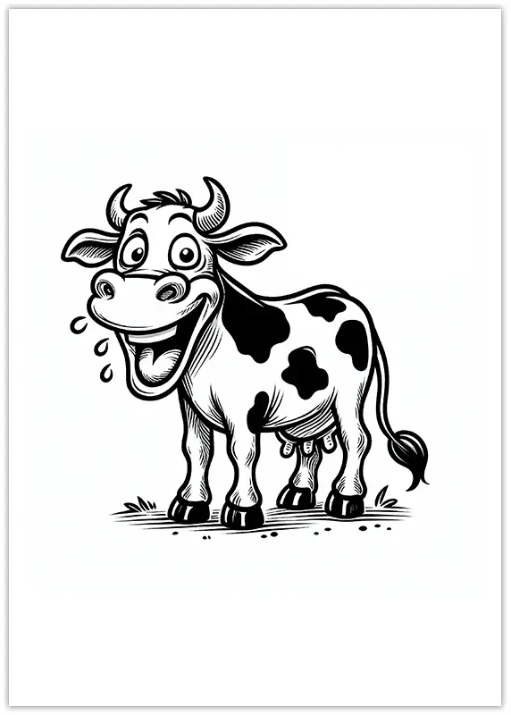Coloriage de vache heureuse