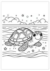 Coloriage tortue à imprimer Coloriage d'une tortue qui rampe sur la plage
