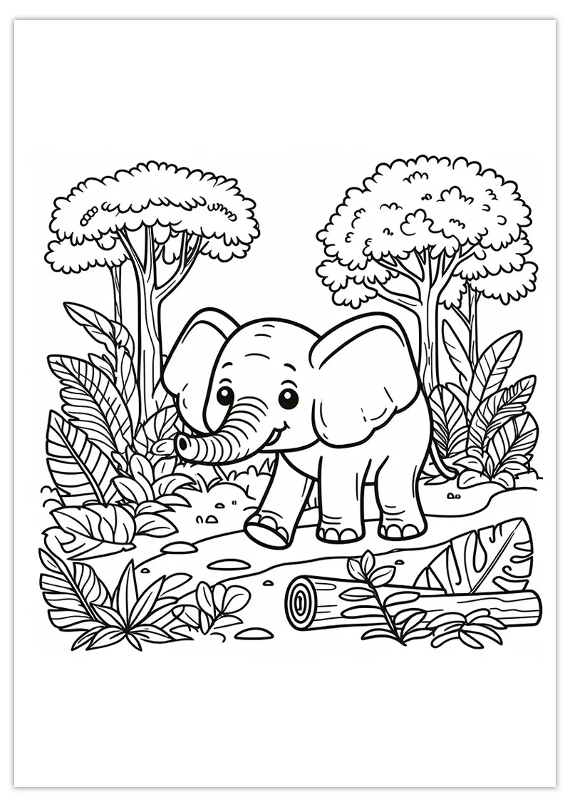 Coloriage éléphant de la jungle