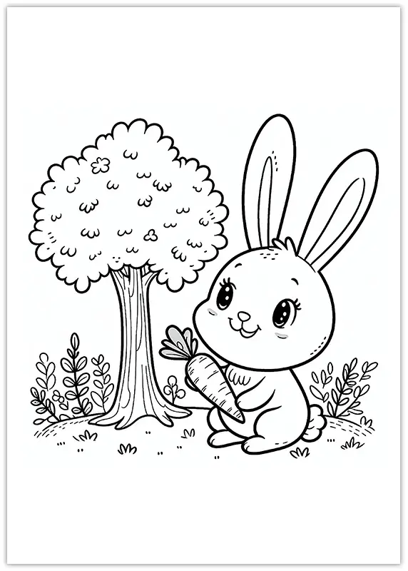 Coloriage lièvre avec carotte