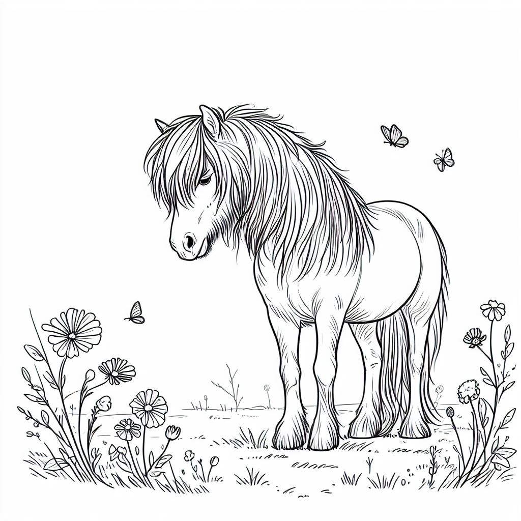 Dessin simple d'un cheval