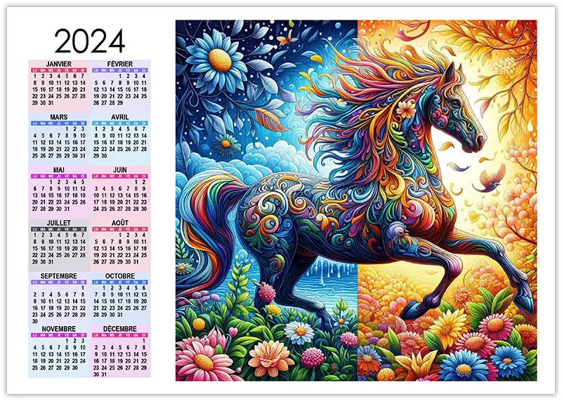 Calendrier 2024 avec cheval