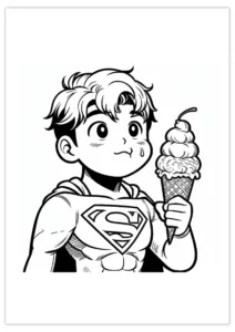 Coloriage Superman mangeant de la glace
