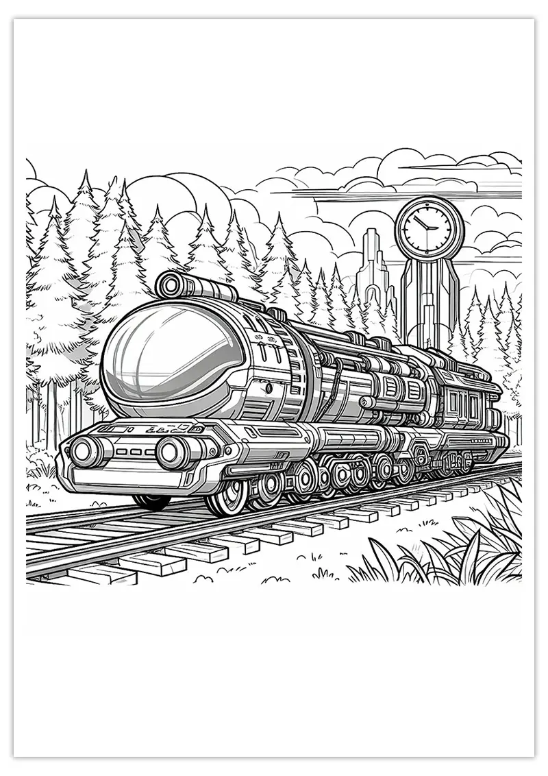 Coloriage de train moderne