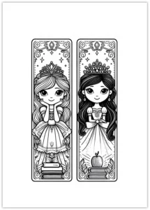 Marque page à colorier avec princesse