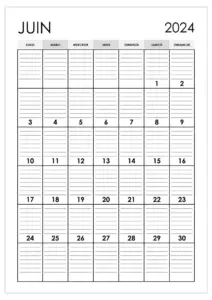 Planning juin 2024 à imprimer A4 gratuit Planning-juin-2024