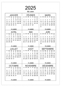 calendrier-2025-lundis