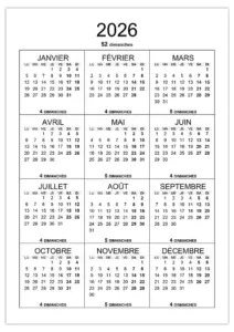 calendrier-2026-dimanches