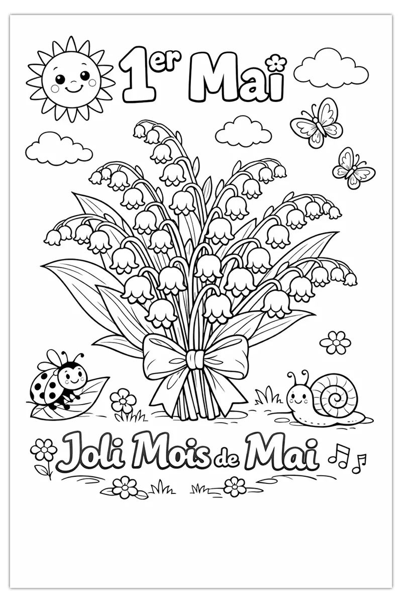 Coloriage 1er Mai : Les plus beaux modèles de muguet à imprimer gratuitement