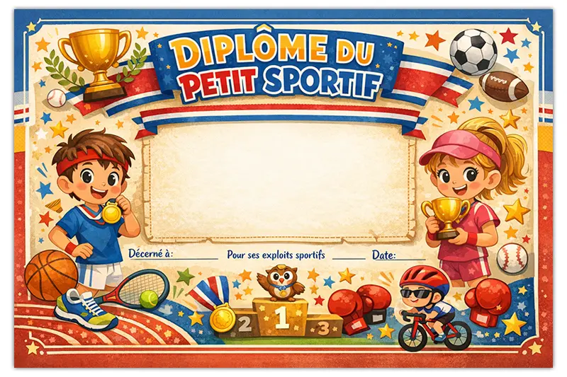 Diplôme du petit sportif à télécharger et imprimer
