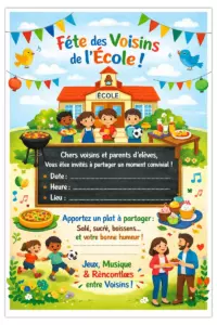 Invitation Fête des Voisins École à Imprimer